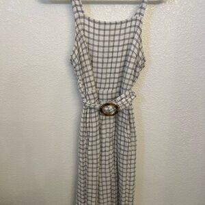 American Eagle Outfitters White and Black Checkered Jumpsuit